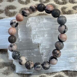 Pink Zebra Jasper Crystal Gemstone Stretch Bracelet * Emotional Balance *